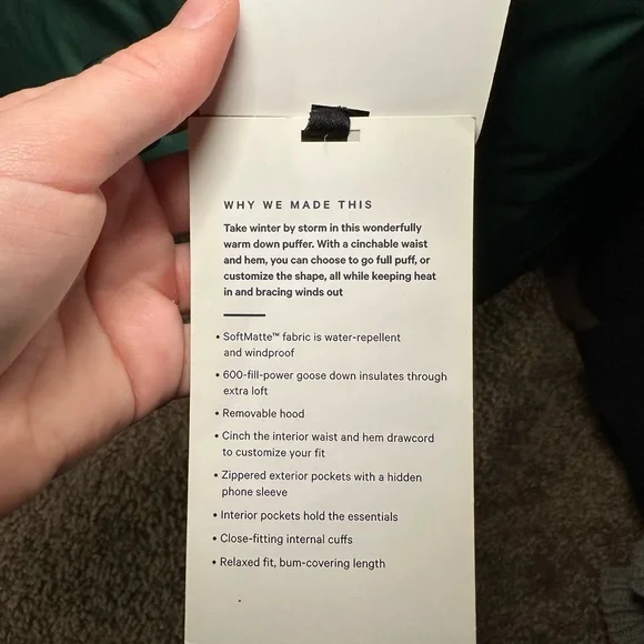 Lululemon Wunder Puffer Jacket Evergreen - Picture 4 of 5